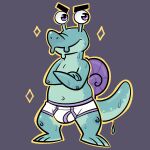 anthro boarder bodily_fluids briefs briefs_only bulge clothed clothing crossed_arms gastropod gastropod_shell goronic male mollusk mollusk_shell shell slime smile smirk snail solo standing topless underwear underwear_only