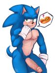 5_fingers abs aciidtron anthro bedroom_eyes big_penis blue_body blue_fur chili_dog clothing erection eulipotyphlan fingers food front_view fur genitals gloves gloves_only handwear handwear_only hedgehog hi_res hot_dog humanoid_genitalia humanoid_penis looking_at_viewer male mammal mostly_nude narrowed_eyes nipples penis question_mark seductive sega signature smile smirk solo sonic_the_hedgehog sonic_the_hedgehog_(film) sonic_the_hedgehog_(series) speech_bubble tail tail_motion tailwag tan_body tan_fur vein veiny_penis