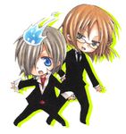  basil brown_hair chibi flame glasses katekyo_hitman_reborn oregano suit 