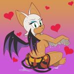 anthro bat bottomwear breasts clothed clothing female hi_res hotpants jewelry_bonney kamikiller mammal one_piece rouge_the_bat sega shorts side_boob solo sonic_the_hedgehog_(series) topless wet