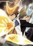  basil blue_eyes brown_eyes brown_hair flame katekyo_hitman_reborn sawada_tsunayoshi 