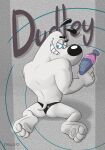 absurd_res anthro bitten butt butt_focus canid canine clothed clothing dudley_puppy emiwcat feet gun hi_res hindpaw laser male male/male mammal muscle_tone muscular nickelodeon nude open_mouth open_smile paws pinup pose ranged_weapon short_tail smile solo spy t.u.f.f._puppy tail thong thong_only topless underwear underwear_only weapon