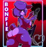anthro big_breasts big_butt bonnie_(cally3d) bonnie_(fnaf) breasts butt female five_nights_at_freddy&#039;s fredina&#039;s_nightclub guitar heart_symbol lagomorph leporid mammal musical_instrument pink_eyes plucked_string_instrument rabbit scottgames scut_tail short_tail solo stormkinght string_instrument tail