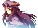  bow colorized hair_bow hat highres long_hair murasin patchouli_knowledge purple_eyes purple_hair smile solo touhou yukku_(keiji) 