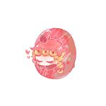  1boy blonde_hair blush_stickers braid chibi closed_eyes doughnut food food_on_head fruit giorno_giovanna heart in_food jojo_no_kimyou_na_bouken long_sleeves lowres male_focus moko_(mewmew) object_on_head solo strawberry vento_aureo 