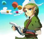  blonde_hair blue_eyes controller earrings game_controller gloves hat jewelry link male_focus muse_(rainforest) pointy_ears smile solo the_legend_of_zelda the_legend_of_zelda:_twilight_princess 
