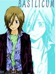  basil belt blue_eyes blue_shirt brown_hair green_shirt jacket katekyo_hitman_reborn smiling 