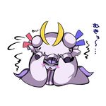  chibi cowering gen_5_pokemon hat long_hair lowres lunaruna mukyuu parody patchouli_knowledge pokemon pokemon_(creature) pokemon_(game) pokemon_bw purple_hair solo swadloon touhou 