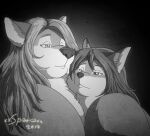 2019 anthro artist_name canid canine canis digital_media_(artwork) duo female fox fur greyscale hair mammal michelle_(xxsparcoxx) monochrome multicolored_body multicolored_fur overweight overweight_anthro overweight_female sophia_(xxsparcoxx) two_tone_body two_tone_fur wolf xxsparcoxx