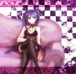  alternate_hair_color aqua_eyes bad_id bad_pixiv_id chemise choker couch crossed_legs garter_straps hatsune_miku highres himochishinai legs long_hair purple_hair sitting solo thighhighs twintails very_long_hair vocaloid 