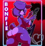 anthro big_breasts big_butt bonnie_(cally3d) bonnie_(fnaf) breasts butt female five_nights_at_freddy&#039;s fredina&#039;s_nightclub guitar heart_symbol lagomorph leporid mammal musical_instrument nude pink_eyes plucked_string_instrument rabbit scottgames scut_tail short_tail solo stormkinght string_instrument tail