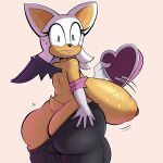 absurd_res anthro areola armor bat big_breasts big_butt blush bodily_fluids breastplate breasts butt choobsters clothing dressing female gloves green_eyes hair hand_on_butt handwear hi_res huge_breasts looking_at_viewer looking_back mammal nipples rouge_the_bat sega side_boob solo sonic_the_hedgehog_(series) spandex sweat sweaty_breasts tan_areola tan_body tan_nipples thick_thighs tight_clothing white_hair wings