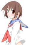  ayane_yuu brown_eyes brown_hair kiyosumi_school_uniform miyanaga_saki neckerchief red_neckwear saki school_uniform serafuku short_hair solo 