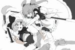  battle bloomers duel greyscale konpaku_youmu monochrome multiple_girls onozuka_komachi touhou underwear 