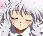  closed_eyes face incoming_kiss izayoi_sakuya silver_hair solo touhou yadokari_genpachirou 