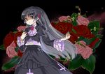  bad_id bad_pixiv_id black_eyes black_hair bouquet bow cross dress flower frills gokou_ruri gothic_lolita headdress highres lolita_fashion long_hair mole mole_under_eye ore_no_imouto_ga_konna_ni_kawaii_wake_ga_nai pink_flower pink_rose red_flower red_rose rose solo tanaka_deshirittoru 