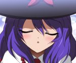  closed_eyes face incoming_kiss nagae_iku purple_hair solo touhou yadokari_genpachirou 