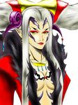  bad_id bad_pixiv_id breasts cleavage dress earrings facial_mark final_fantasy final_fantasy_viii grey_hair highres jewelry lips lipstick makeup medium_breasts necklace pointy_ears solo ultimecia yellow_eyes 
