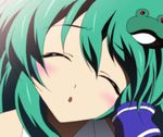  closed_eyes face green_hair incoming_kiss kochiya_sanae solo touhou yadokari_genpachirou 