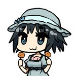  black_hair blue_eyes bow chan_co chibi eating food hat shiina_mayuri short_hair solo steins;gate upper_body 