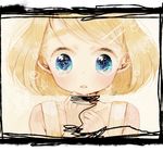  bad_id bad_pixiv_id banned_artist blonde_hair blue_eyes child face hair_ornament hairclip kagamine_rin matoba portrait short_hair solo vocaloid 