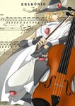  beamed_eighth_notes blonde_hair cape fingerless_gloves flat_sign gloves hamel hat instrument male_focus musical_note oki_(jddwnq) sharp_sign sheet_music solo staccato time_signature violin violinist_of_hameln whole_rest 