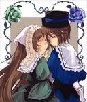  bad_id bad_pixiv_id brown_hair closed_eyes dress hat long_hair multiple_girls rozen_maiden short_hair shuu_(shu-nm) siblings sisters souseiseki suiseiseki top_hat twins 