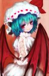  alternate_costume amii bad_id bad_pixiv_id blue_hair dress red_eyes remilia_scarlet solo touhou wings 