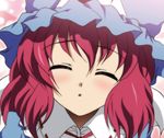  closed_eyes face incoming_kiss pink_hair saigyouji_yuyuko solo touhou yadokari_genpachirou 