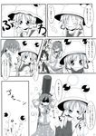  chain collar comic detached_sleeves frog greyscale headband highres kochiya_sanae makino_(ukiuo) monochrome moriya_suwako multiple_girls onbashira power-up pyonta reiuji_utsuho snake tears touhou translated 