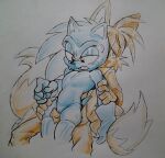 2_tails animal_genitalia animal_penis anthro arm_grab blue_body blue_fur bodily_fluids bodysuit bottomwear canid canine canine_genitalia canine_penis clothed clothing colored_sketch dipstick_tail drooling duo erection eulipotyphlan featureless_crotch fox from_behind_position fur genitals gloves half-closed_eyes hand_on_arm hand_on_hip hand_on_tail handwear hedgehog hi_res hip_grab legwear looking_pleasured male male/male mammal markings martyjade23 miles_prower multi_tail multicolored_tail narrowed_eyes on_lap open_clothing open_mouth open_shirt open_topwear orange_body pants partially_clothed penis saliva sega sex shirt simple_background sitting_on_lap sketch skinsuit sonic_the_hedgehog sonic_the_hedgehog_(series) sweat tail tail_markings thigh_highs thigh_sex tight_clothing tongue topwear traditional_media_(artwork)