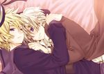  axis_powers_hetalia blonde_hair hug iceland_(hetalia) multiple_boys norway_(hetalia) purple_eyes white_hair yupopo_(hidame) 