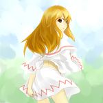  artist_request blonde_hair lily_white long_hair looking_back skirt solo thighs touhou 