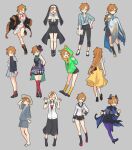  1girl adapted_costume animal_ear_hood ankle_boots arm_tattoo ascot asymmetrical_shorts black_boots black_coat black_hat black_jacket black_pants black_shoes black_shorts black_skirt black_socks black_veil blue_ascot blue_eyes blue_shirt blue_shorts boots bow bowtie brown_hair capri_pants character_request checkered_clothes checkered_shorts china_dress chinese_clothes coat commentary_request cosplay debidebi_debiru debidebi_debiru_(cosplay) demon_horns demon_wings detached_sleeves dress glasses gloves green_bow green_bowtie green_jacket grey_background grey_hat grey_skirt grey_sleeves guimpe hand_in_pocket hat headphones headphones_around_neck high_heels highres hood hood_up hooded_jacket horns id_card izumo_kasumi_(1st_costume)_(nijisanji) izumo_kasumi_(nijisanji) izumo_kasumi_(nijisanji)_(cosplay) jacket japanese_clothes jinbei_(clothes) joe_rikiichi joe_rikiichi_(1st_costume) joe_rikiichi_(cosplay) lanyard long_hair maimoto_keisuke maimoto_keisuke_(1st_costume) maimoto_keisuke_(cosplay) medium_skirt mini_hat mini_top_hat miniskirt mismatched_shoes mismatched_thighhighs multiple_costumes multiple_views nakao_azuma nijisanji no_pupils off_shoulder open_clothes open_jacket pants pantyhose pleated_skirt puffy_shorts purple_pantyhose purple_shoes purple_thighhighs red_gloves red_shoes red_socks red_thighhighs ryuushen ryuushen_(1st_costume) ryuushen_(cosplay) sacanahen sandals school_uniform shirt shoes short_dress short_hair short_sleeves shorts simple_background sister_claire sister_claire_(1st_costume) sister_claire_(cosplay) skirt sleeveless sleeveless_jacket sleeves_past_fingers sleeves_past_wrists sleeves_rolled_up socks standing striped_bow striped_bowtie striped_clothes striped_shorts sun_hat suspender_shorts suspenders takamiya_rion takamiya_rion_(1st_costume) takamiya_rion_(cosplay) tattoo thighhighs top_hat translation_request umiyasha_no_kami umiyasha_no_kami_(cosplay) veil very_long_hair vest virtual_youtuber waistcoat white_dress white_gloves white_jacket white_shorts wings yashiro_kizuku yashiro_kizuku_(1st_costume) yashiro_kizuku_(cosplay) yellow_skirt yellow_socks yumeoi_kakeru yumeoi_kakeru_(1st_costume) yumeoi_kakeru_(cosplay) 