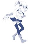  blue drill_hair fumio_(ura_fmo) legs monochrome original simple_background solo thighhighs white_background zettai_ryouiki 