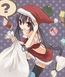  ? blue_hair brown_eyes copyright_request hat hinuki_marina sack santa_costume santa_hat solo thighhighs twintails zettai_ryouiki 