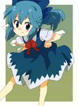  alternate_hairstyle blush cirno fujihara hands_on_hips ponytail solo touhou 