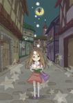  bad_id bad_pixiv_id bag book building child copyright_request flower house moon reading road scenery smile solo star street usami_miki vanishing_point 
