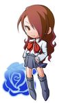  arakawa_atsushi chibi flower kirijou_mitsuru long_hair persona persona_3 rose school_uniform solo 