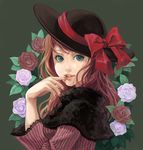  bad_id bad_pixiv_id degrees_celsius dress flower green_eyes hat lipstick long_hair looking_at_viewer makeup nail_polish original red_hair red_nails ribbon rose solo upper_body victorian 