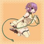  gloves hinuki_marina horns pointy_ears purple_hair short_hair shoukan_shoujo solo thighhighs whip zettai_ryouiki 