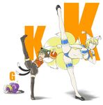  animal_ears blonde_hair borrowed_design breasts cat_ears cat_tail chen fox_tail hat high_kick highres kicking large_breasts leex long_sleeves multiple_girls multiple_tails pillow_hat short_hair tail tassel thighhighs touhou white_background wide_sleeves wrestling_outfit yakumo_ran yakumo_yukari yellow_eyes 