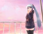  bad_id bad_pixiv_id blue_hair cold hatsune_miku long_hair scarf skirt solo thighhighs twintails vocaloid wallpaper yuki_usagi_(mofurafu) zettai_ryouiki 