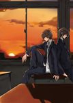  bad_id bad_pixiv_id code_geass kururugi_suzaku lelouch_lamperouge male_focus multiple_boys sasahara_rena school_uniform sunset 