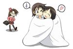  anger_vein angry azumanga_daiou blanket chibi heart kasuga_ayumu men_(artist) mizuhara_koyomi multiple_girls speech_bubble spoken_heart spoken_sweatdrop sweatdrop takino_tomo thighhighs 