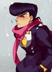  bad_id bad_pixiv_id black_hair blush gakuran higashikata_jousuke jojo_no_kimyou_na_bouken male_focus pompadour scarf school_uniform smskt_25 snot snow snowing solo winter 