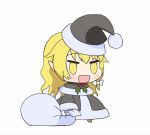  akiteru98 black_dress blonde_hair bow capelet christmas dress fate/extra fate/grand_order fate_(series) hat highres kirisame_marisa nero_claudius_(fate) nero_claudius_(fate)_(all) padoru sack santa_costume santa_hat smile touhou 