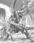  artorias_the_abysswalker crossover dark_souls female fight friendship_is_magic human humanized john_joseco male mammal monochrome my_little_pony princess_celestia_(mlp) princess_luna_(mlp) sword weapon 