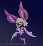  anthrofied bat big_breasts big_ears breasts female mammal nintendo nipple_piercing nipples noibat piercing pok&#233;mon pok&eacute;mon pubes pussy shmutz-art video_games wide_hips wings yellow_eyes 