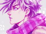  bad_id bad_pixiv_id blue_eyes jojo_no_kimyou_na_bouken joseph_joestar_(young) male_focus profile purple purple_hair scarf smskt_25 solo striped striped_scarf tears 